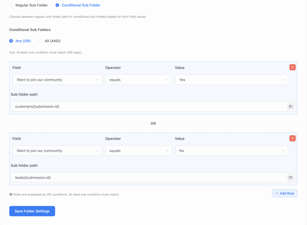 Conditional Subfolders