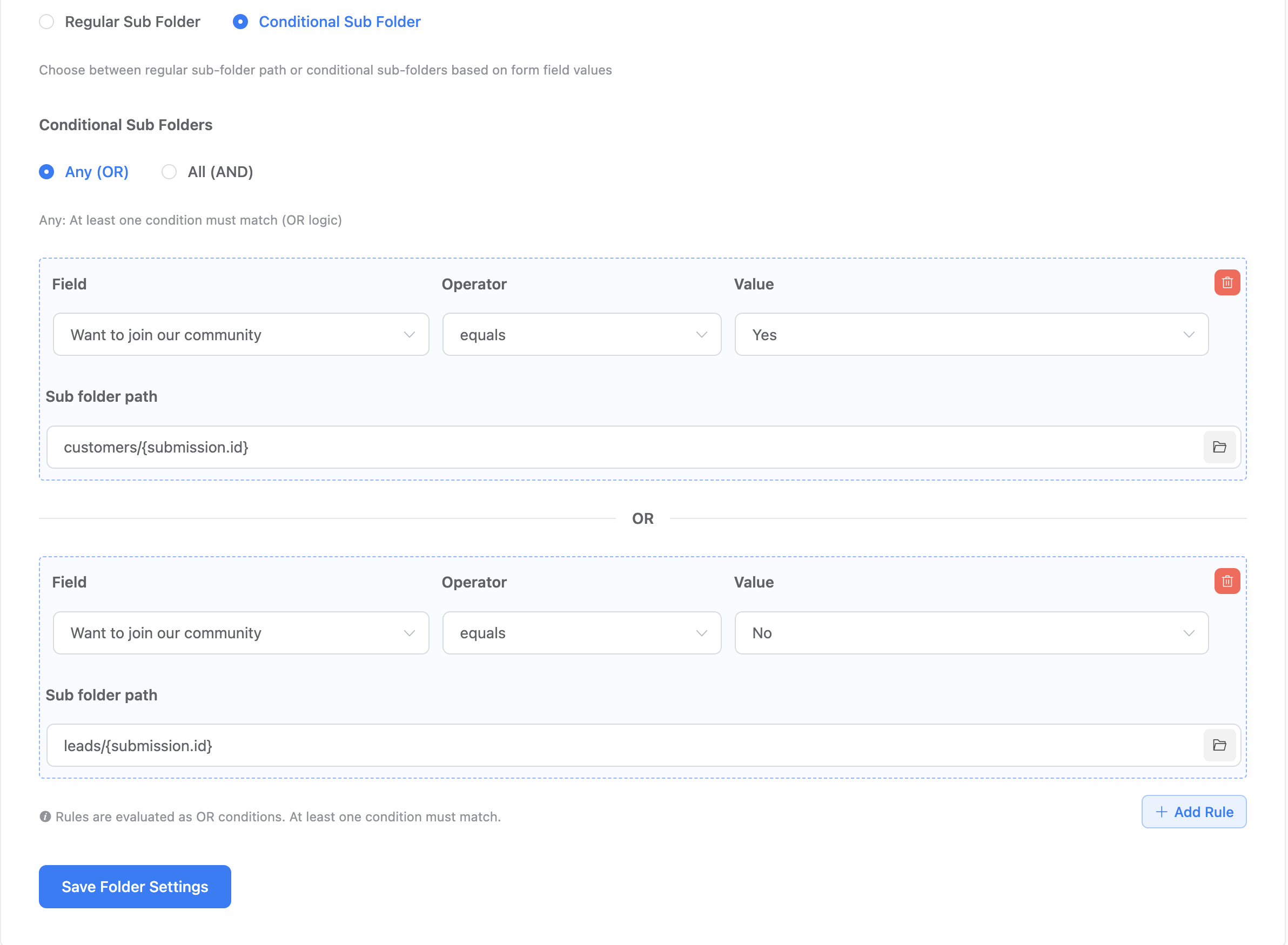 Conditional Subfolders